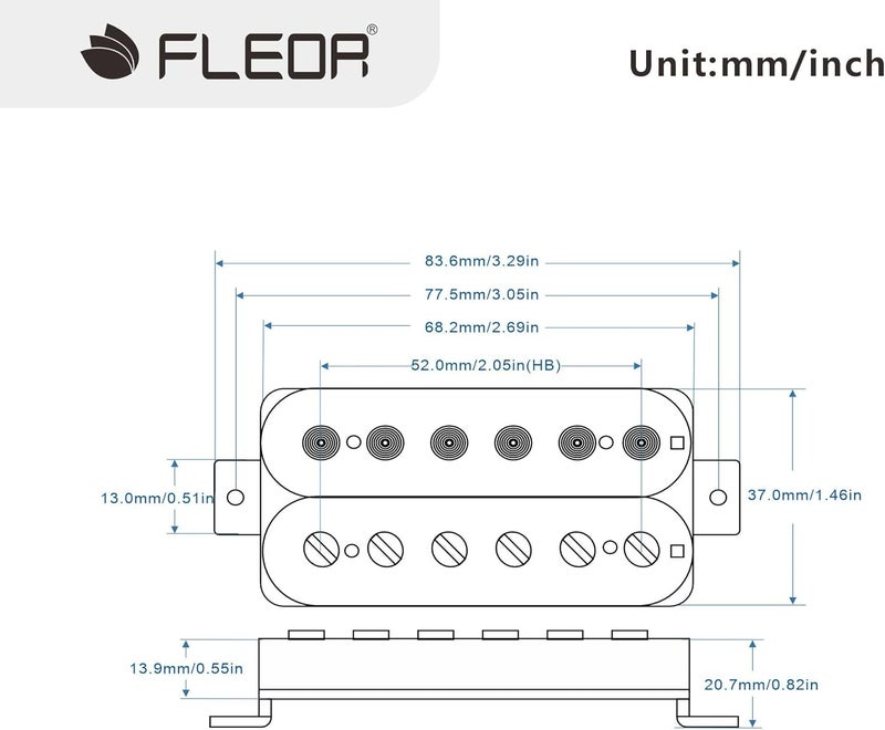 FLEOR Black Guitar Humbucker Pickups Alnico 5 Bridge Pickup 14-15k - Image 2